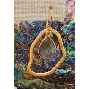 Labradorite GF Teardrop Artisan Drop Abstract Earrings